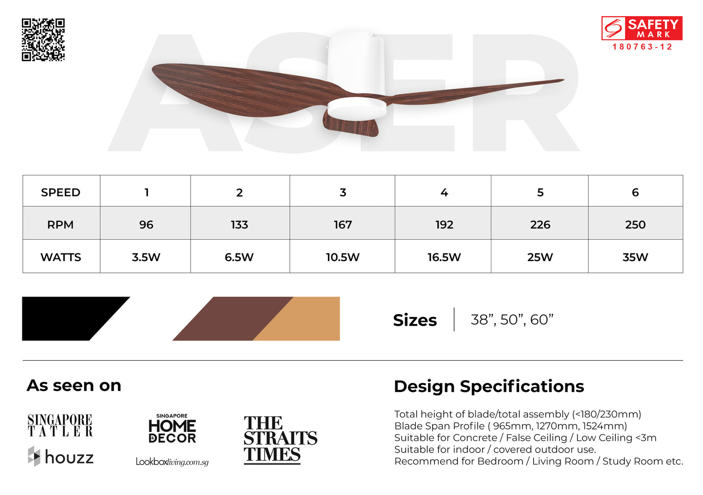 ASER 50″ Scandinavian Decor Fans (T5F/NLO)
